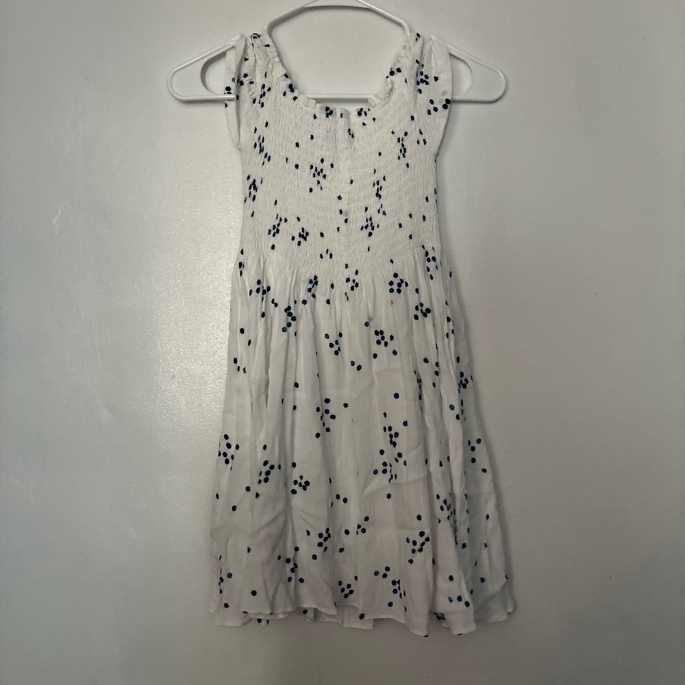 Lulu's White and Blue Printed Off-the-Shoulder Dress Polka Dot Sundress XS - Picture 8 of 8